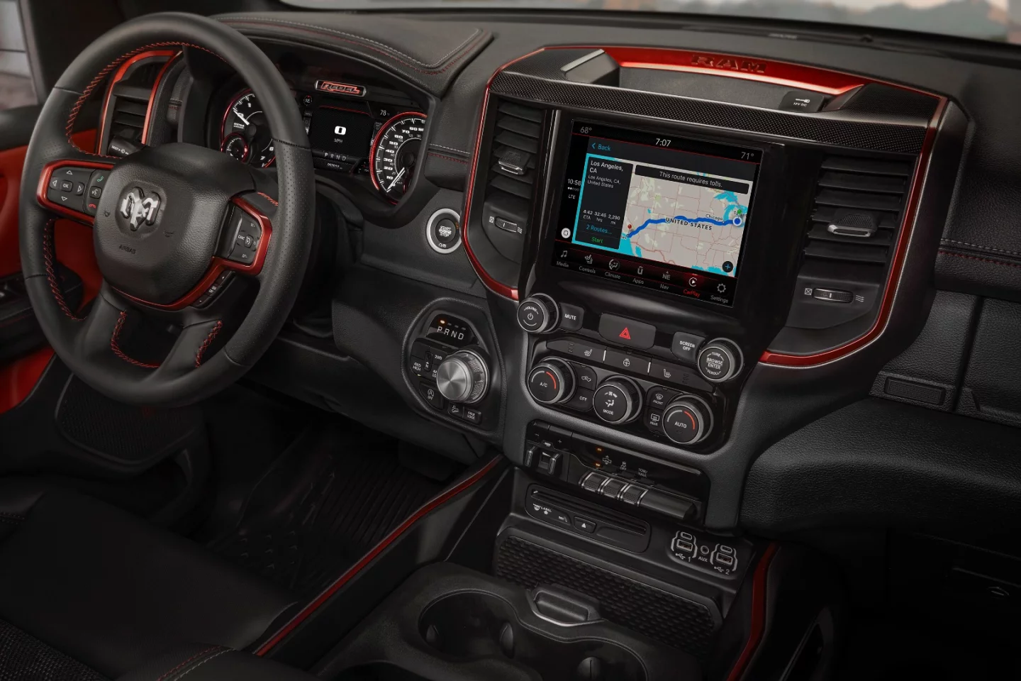 The smaller 8.4-inch touchscreen (shown here in the Ram Rebel) is still very feature-packed.