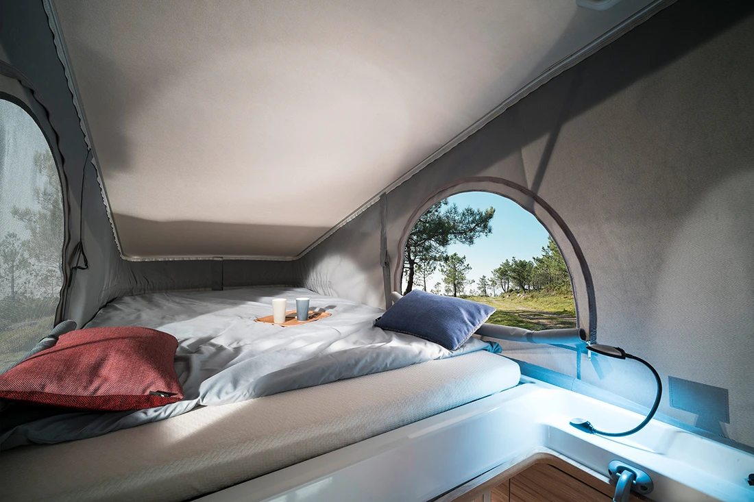 The available pop-up roof includes sleeping for two