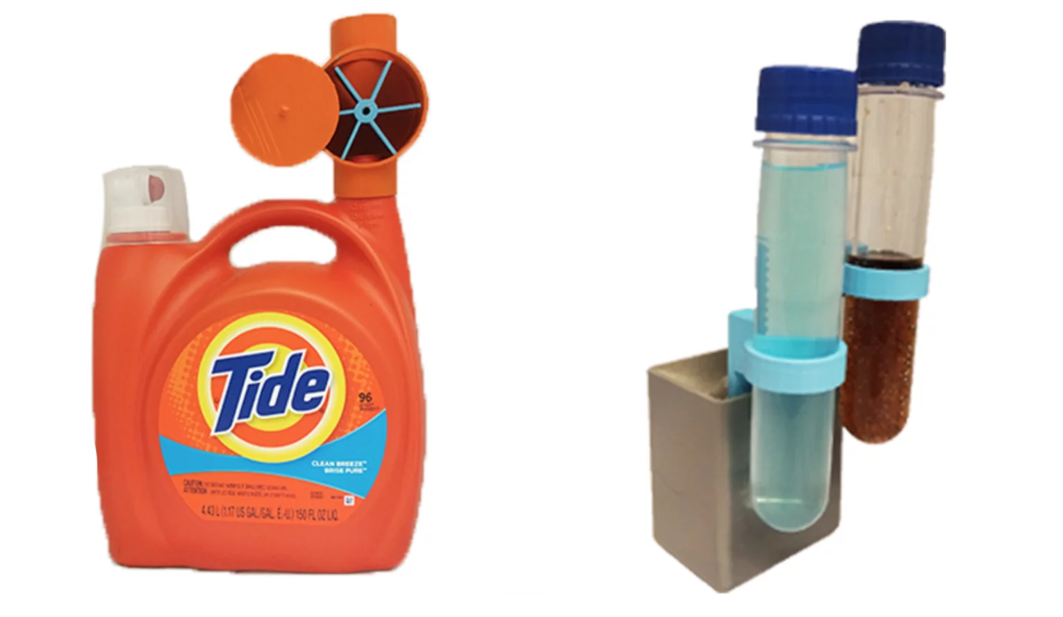 The detergent flow meter could place a refill order when running low, or a test tube holder could measure liquids and transmit data to monitoring tools