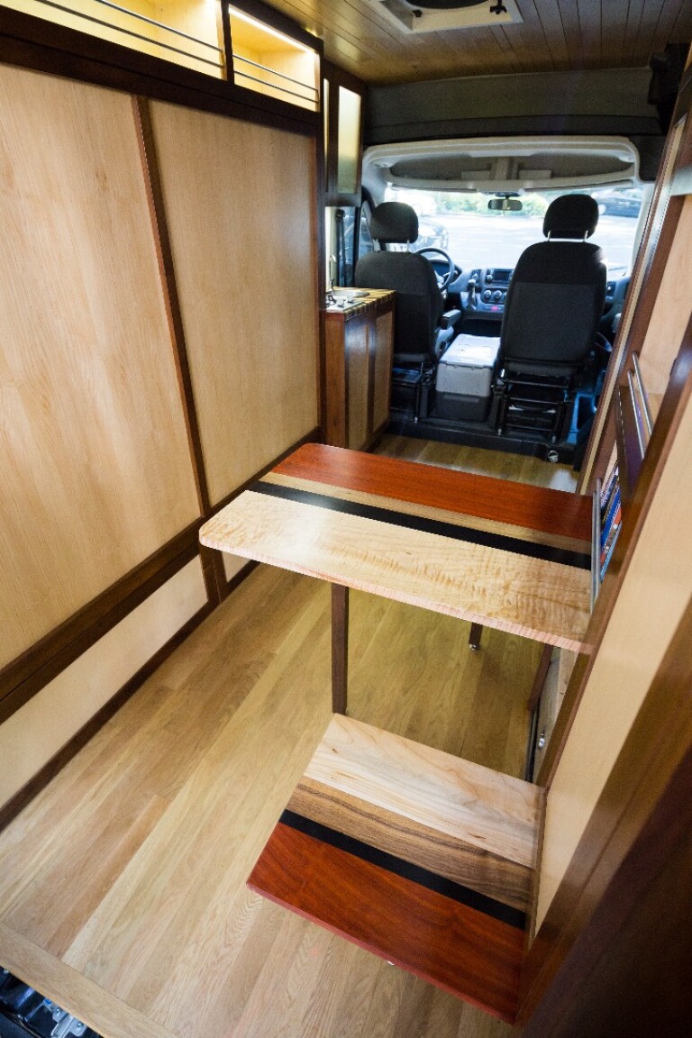 Ram Promaster cargo van converted into a multipurpose camper