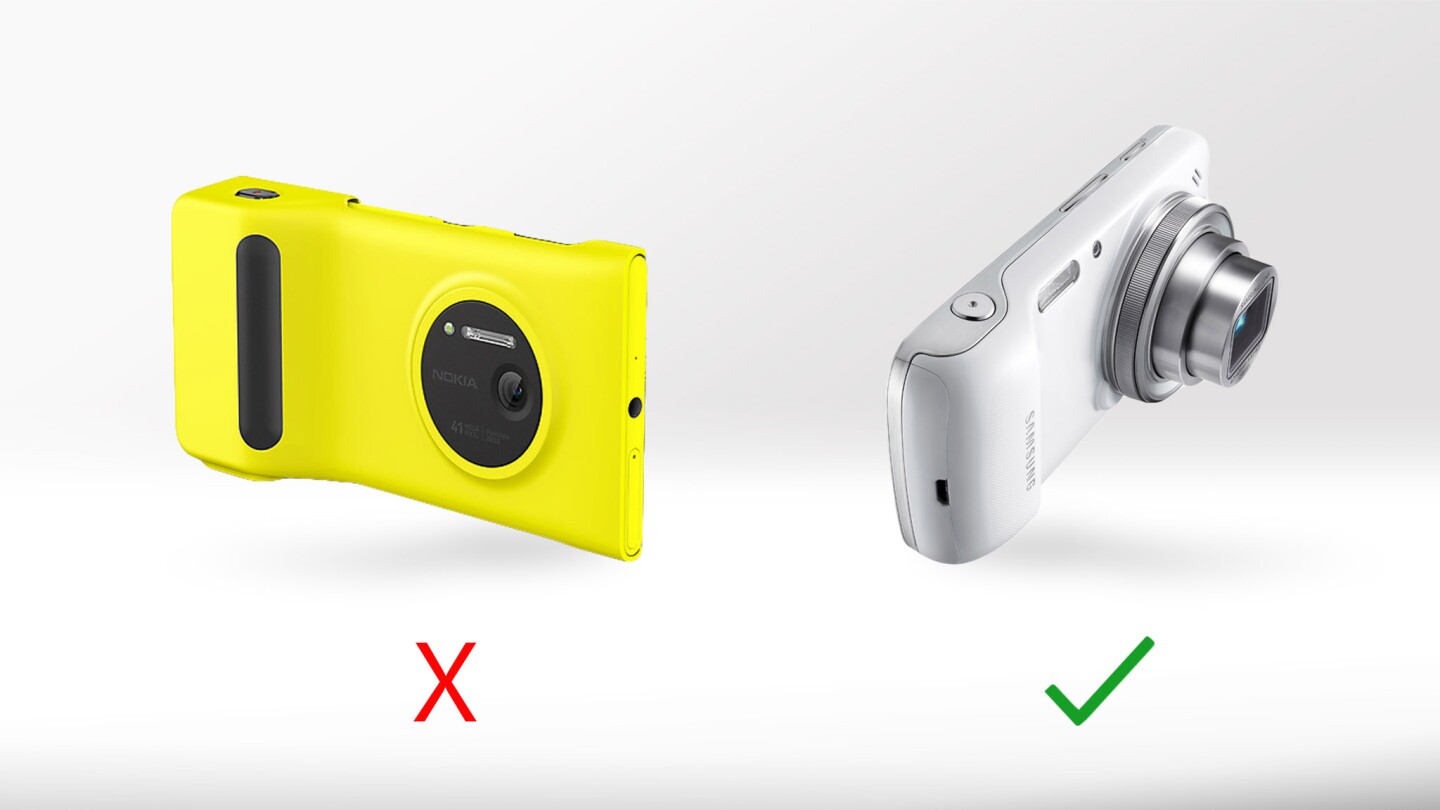 The Zoom has optical zoom, while the Lumia 1020 relies on digital lossless zoom