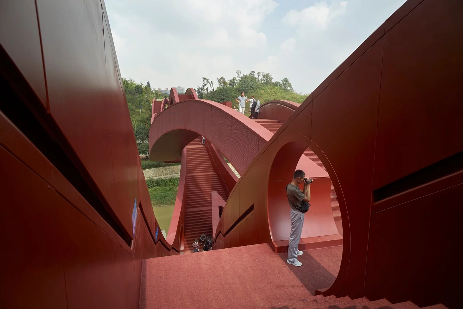 Visitors can move between the different strands of the Lucky Knot bridge