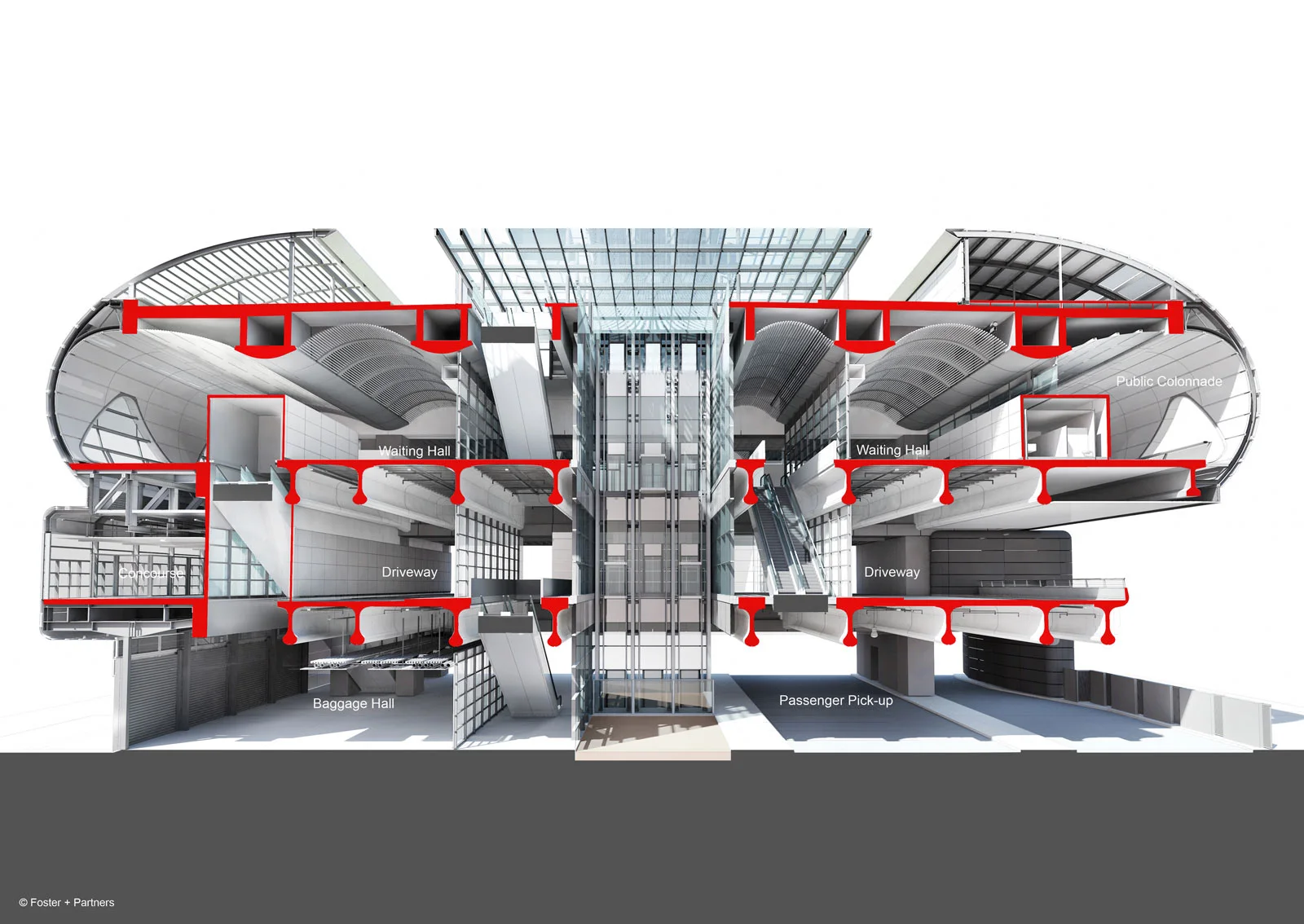 Cutaway view of the Kai Tak Cruise Terminal (Image: Foster + Partners)