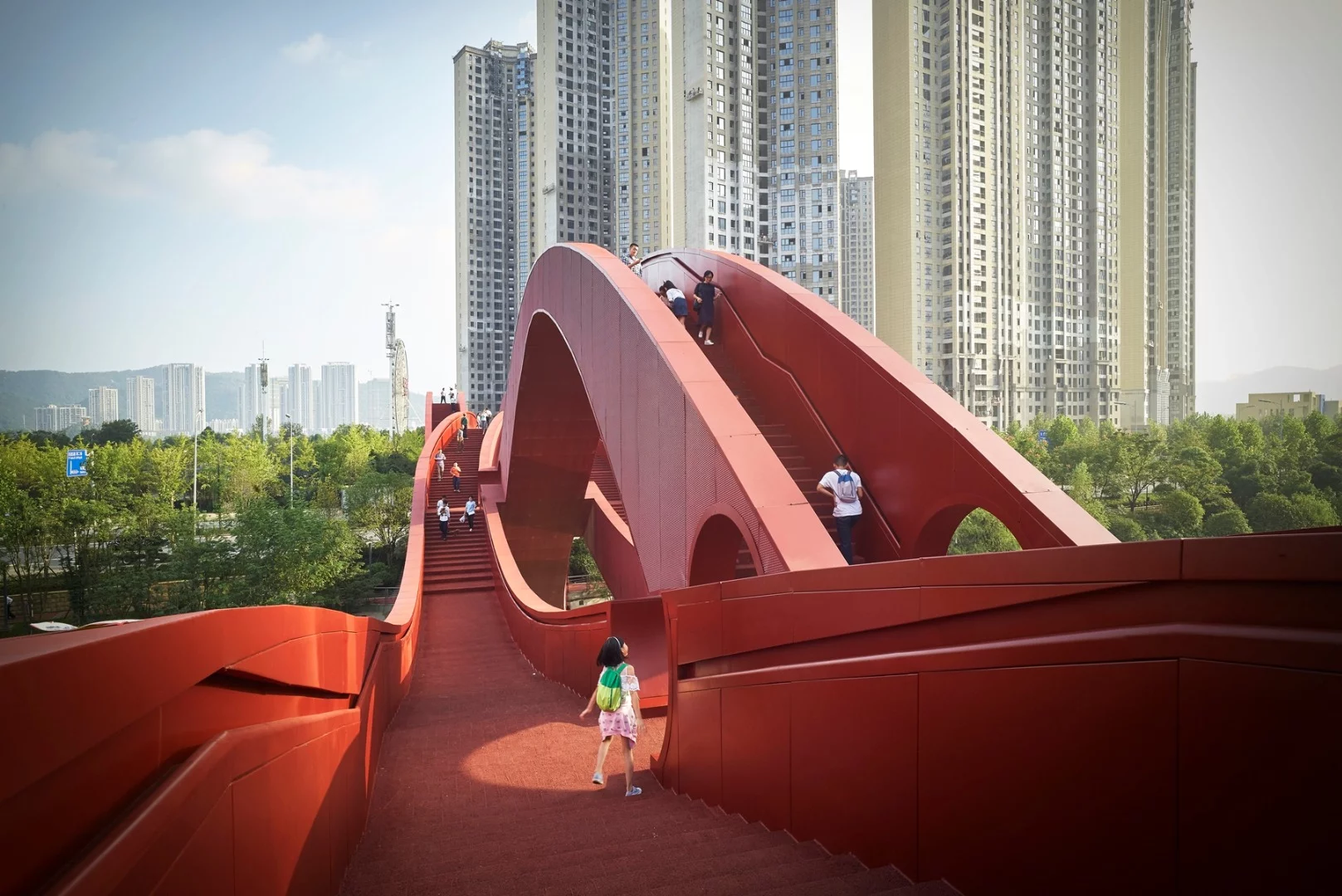 The Lucky Knot bridge was inspired by the continuously flowing Mobius ring and Chinese knotting art