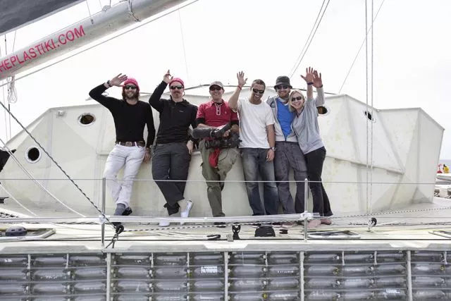 The crew members of the Plastiki