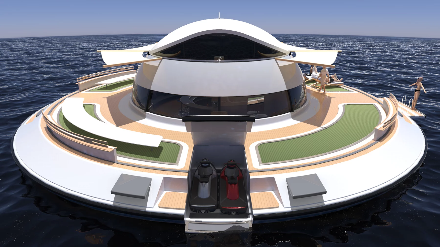The UFO 2.0 is like a combination between a luxury yacht and house