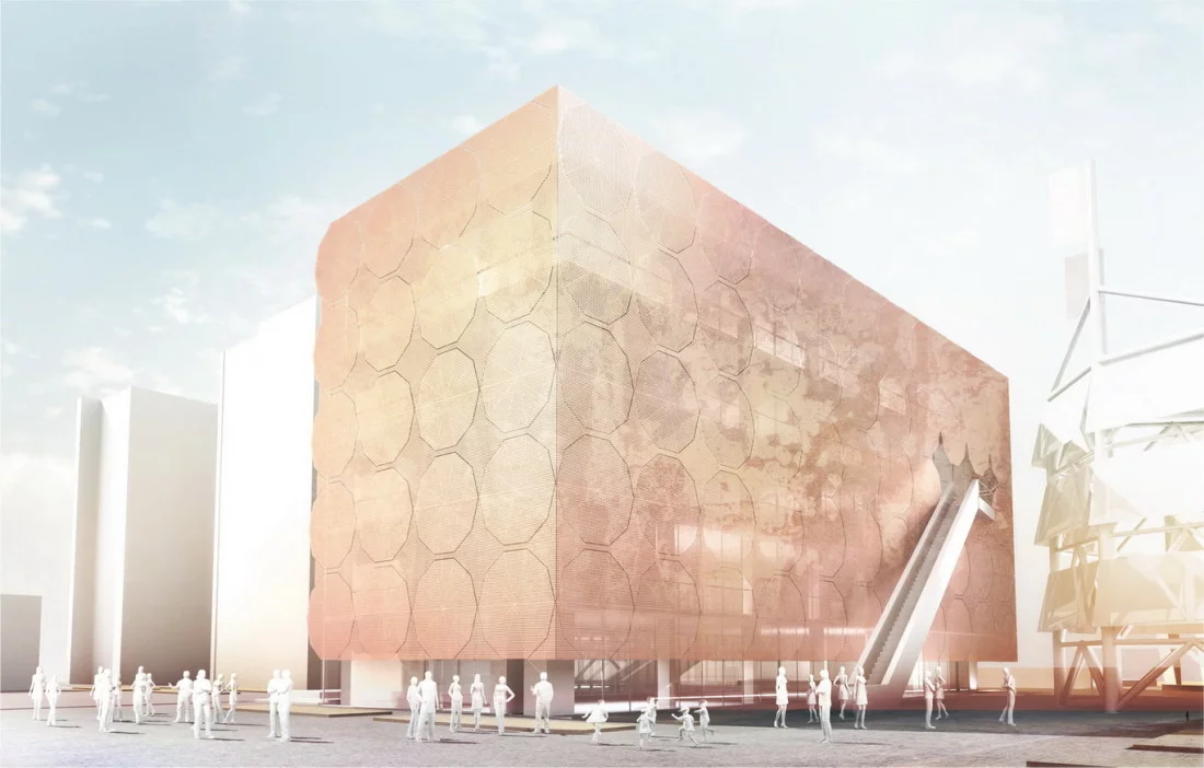 When all umbrellas are open the facade becomes a flat surface protecting the interior from strong winds and block excess solar gain (Image: 3Gatti)