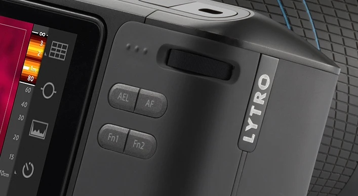 The Lytro Illum has a minimalist button and dial layout which can be used to adjust various settings