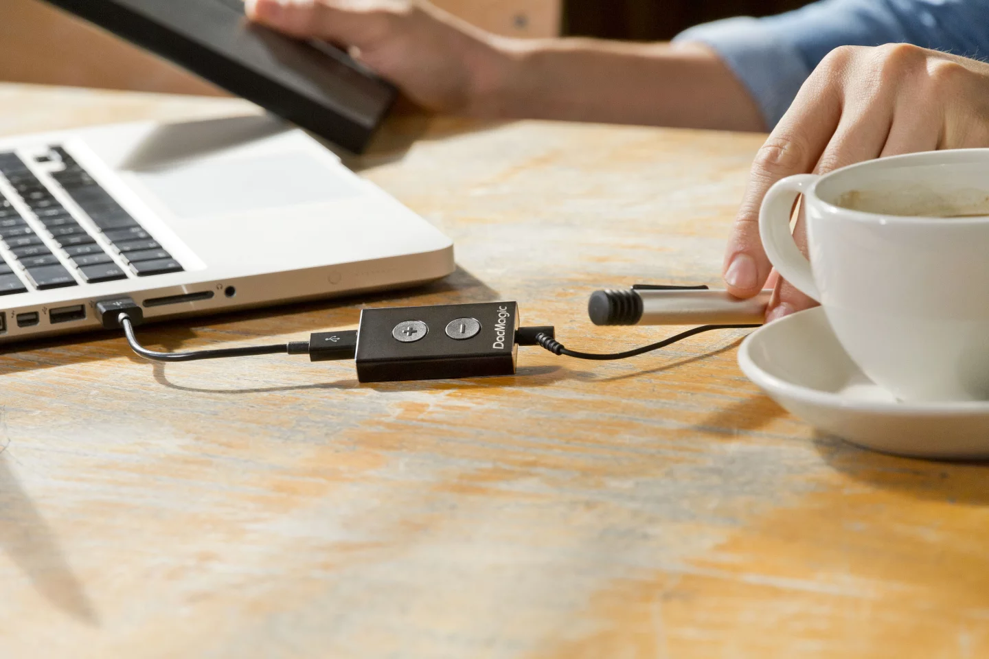 The small and light DacMagic XS delivers a mighty 150 mW volume boost to help drown out background noise