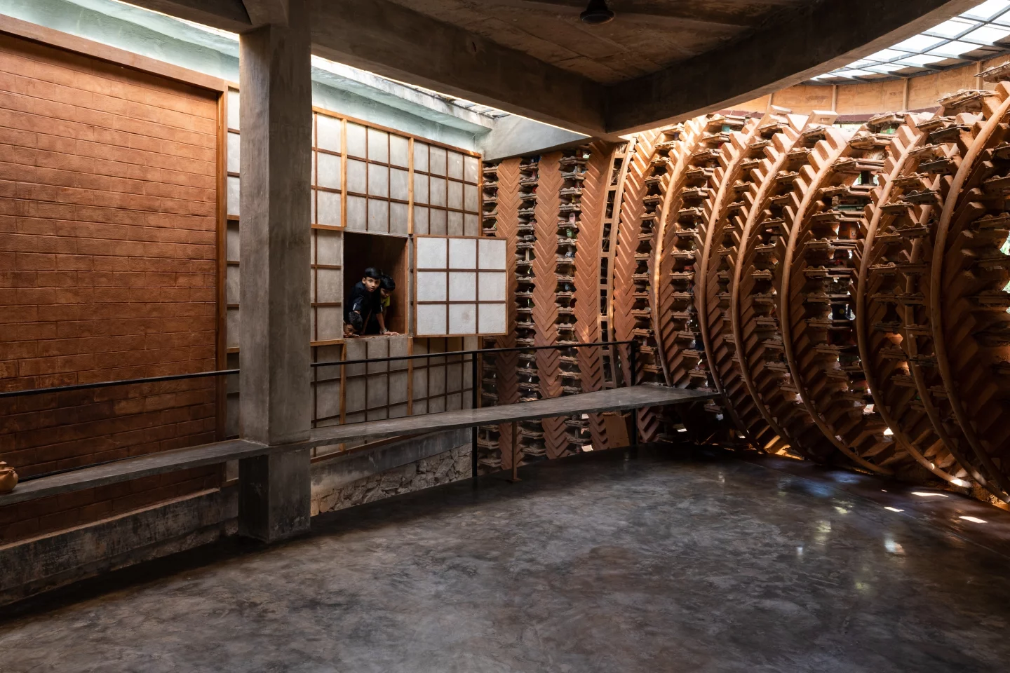 Toy Storey features decorative Japanese-style shoji screens to offer privacy