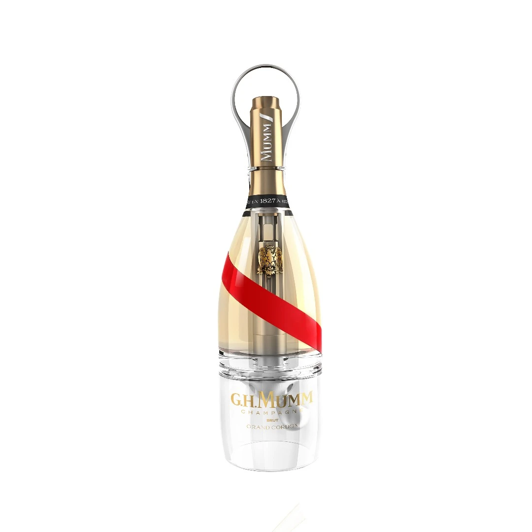 The Mumm Grand Cordon Stellar bottle without its cap