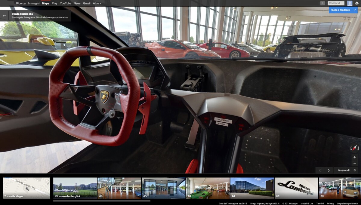 Using Lamborghini's new Google Map tour, you can "sit" inside select vehicles