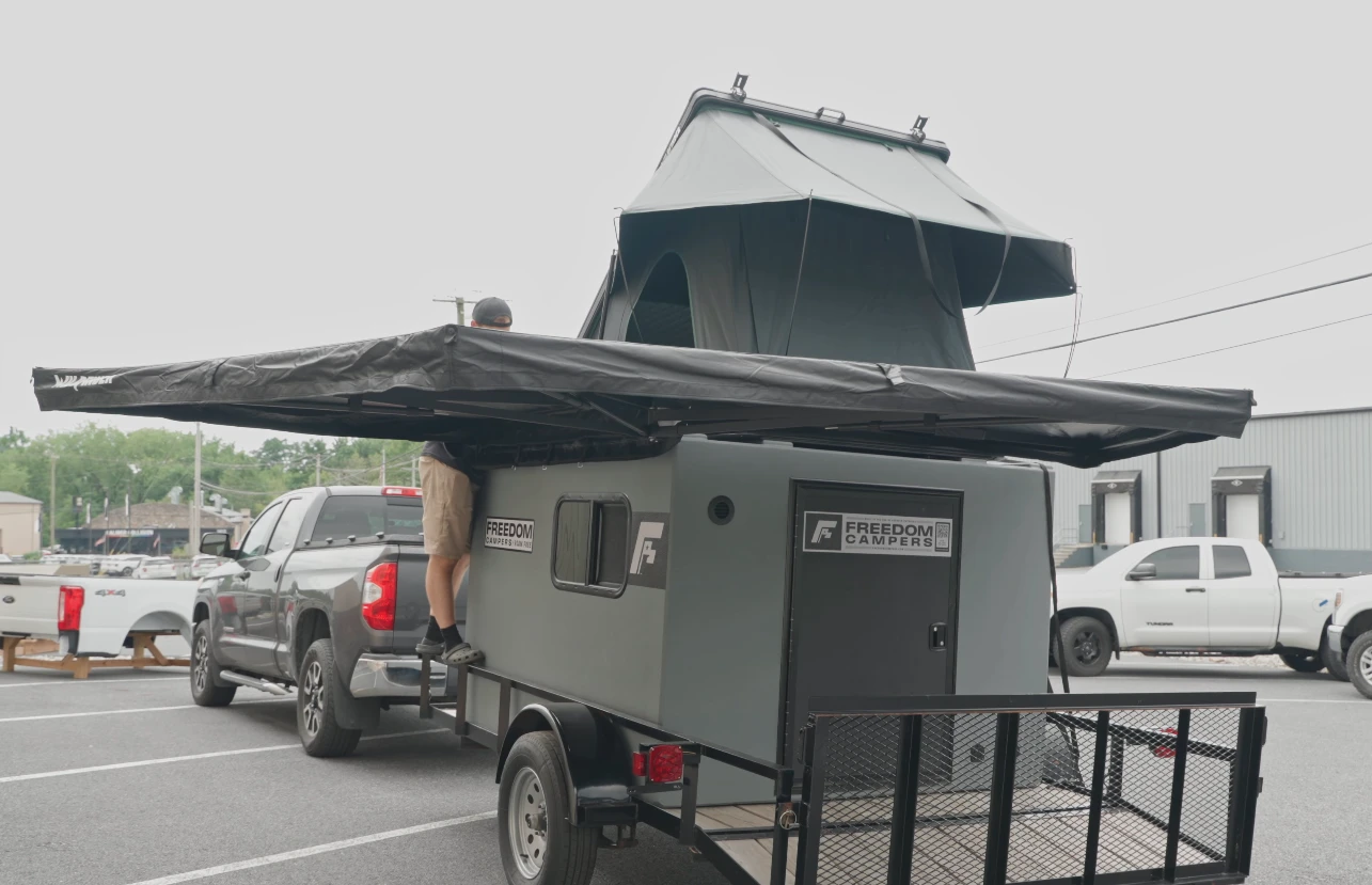 Freedom works the 270-degree awning onto the build