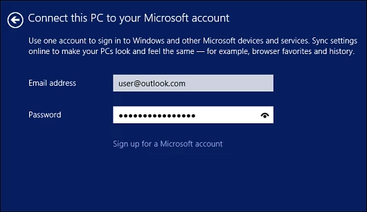 Enter in your existing Microsoft account info or create one
