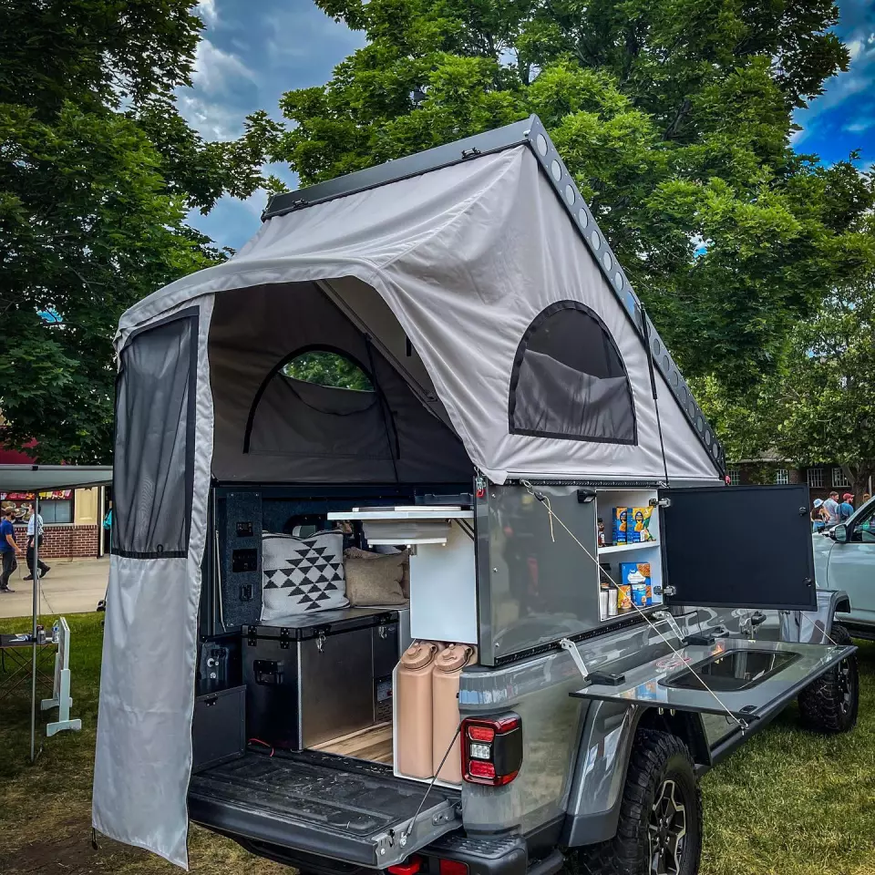 Shown here at Outside Adventure Expo in Salt Lake City, this Gladiator EDC camper had a nice interior build-out