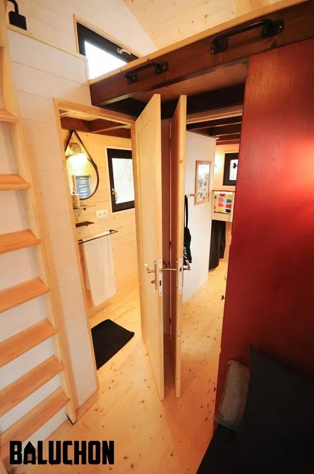 The Calypso's bathroom is to the left and the kids bedroom is to the right of this shot