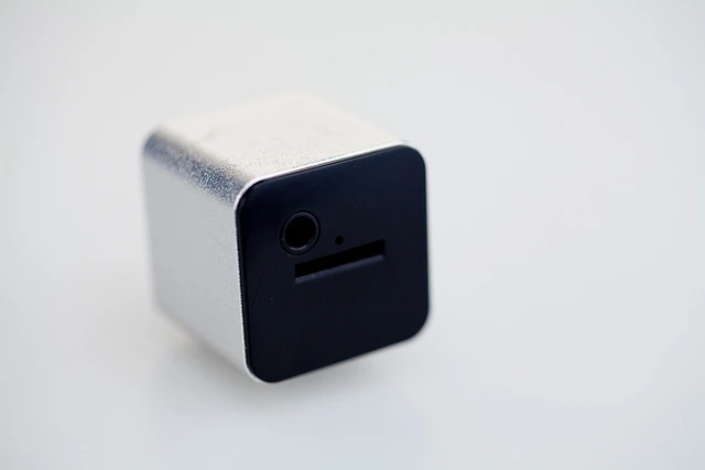 The back of theKube2, with its headphone port and microSD card slot
