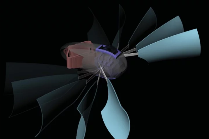 An artist's impression of the robot that propels itself through water without motors or batteries – purely through material deformation