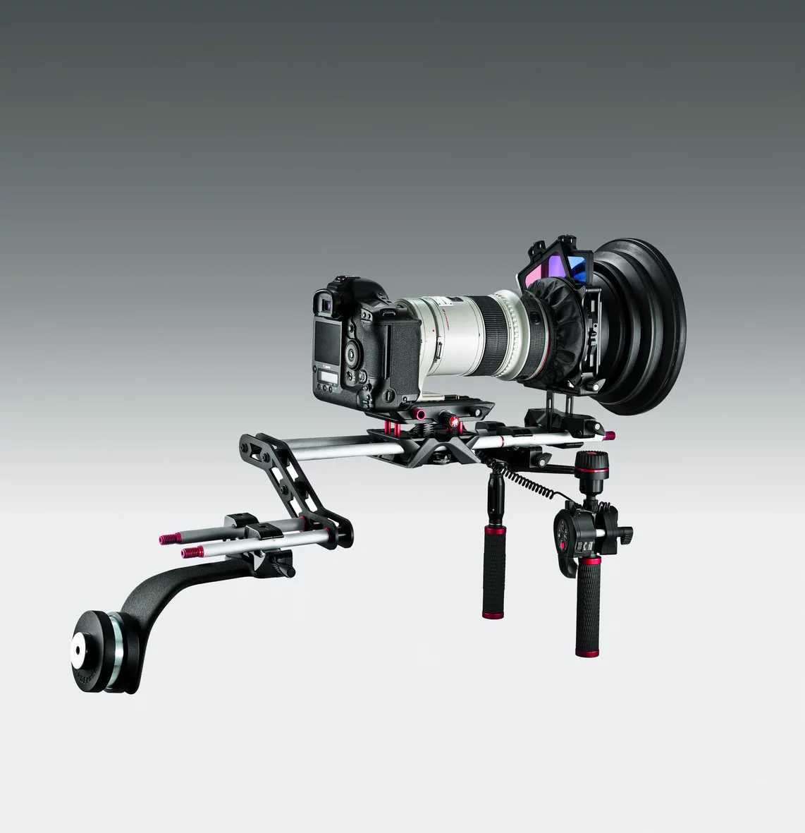 Manfrotto has just launched its SYMPLA modular camera rig, which can be customized for a wide range of shooting scenarios (Shoulder Support configuration is pictured)
