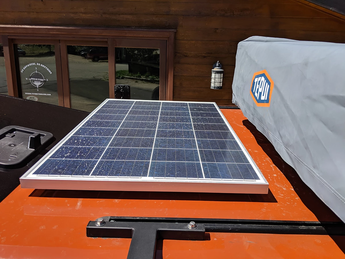 Standard 100W solar panel on the roof