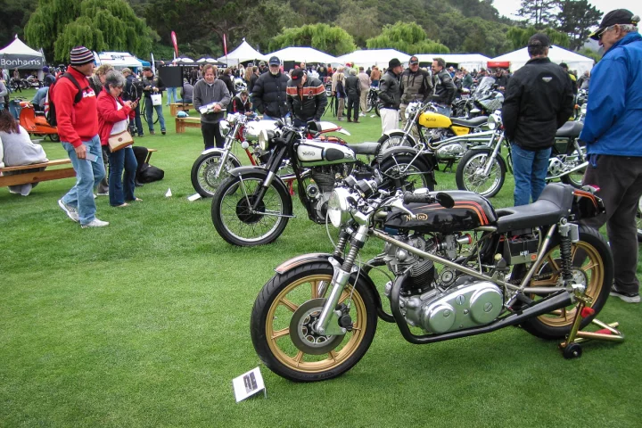 Nortons and more Nortons – fans could view more than three dozen different types at the Quail Motorcycle Gathering
