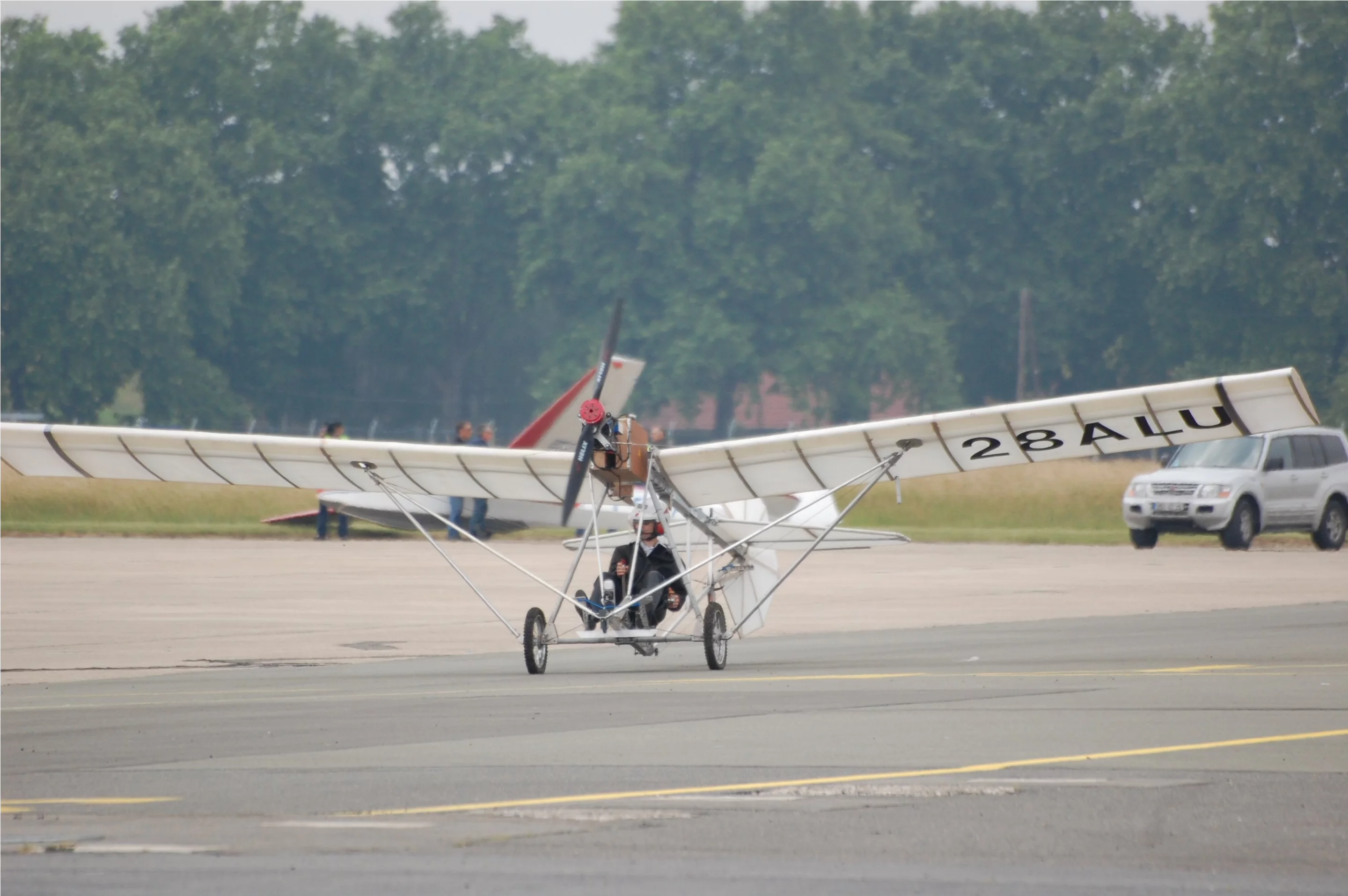 Safe landing, the electric Demoichelle at Le Bourget airfield