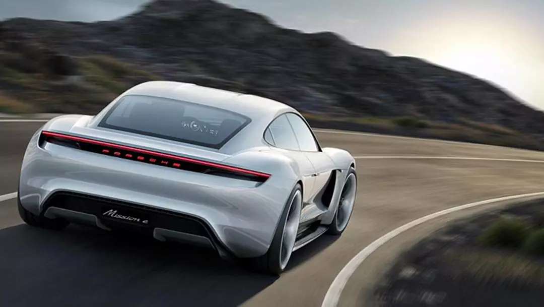 The Porsche Mission E debuted as a 590-hp electric four-door concept car