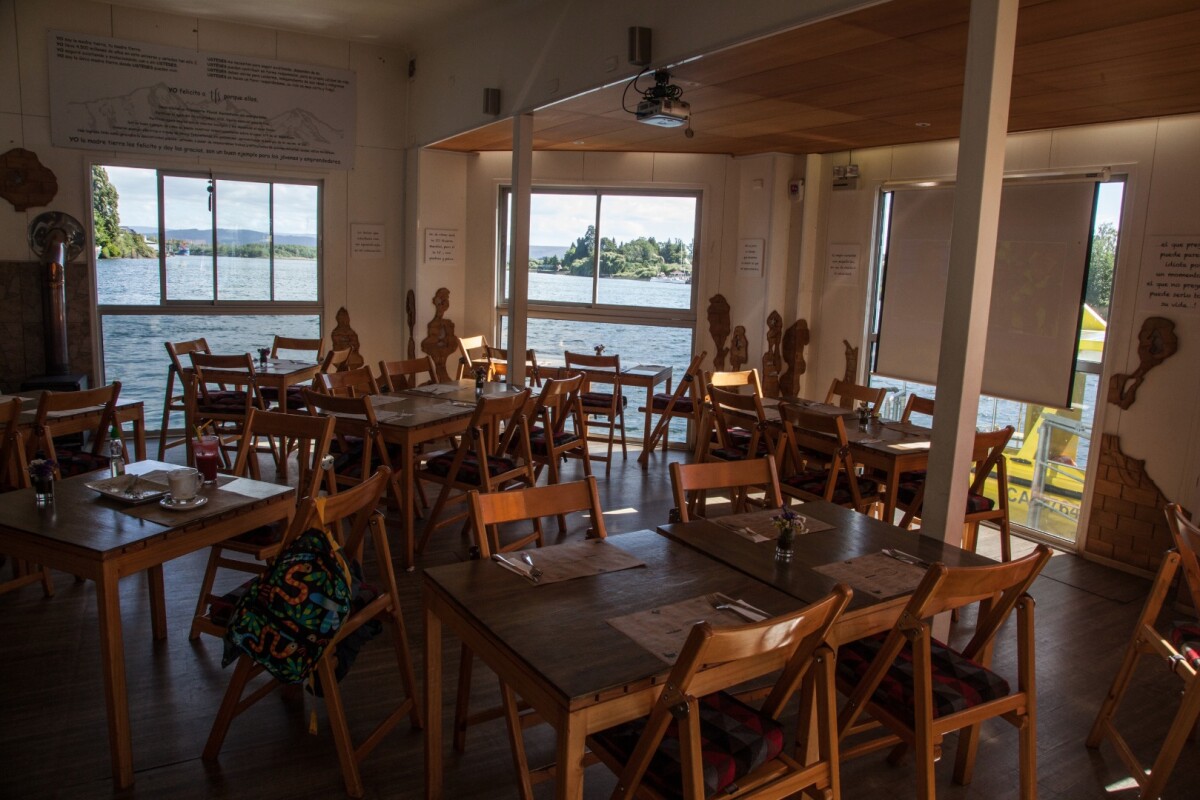The view inside the on-water restaurant at Barrio Flotante