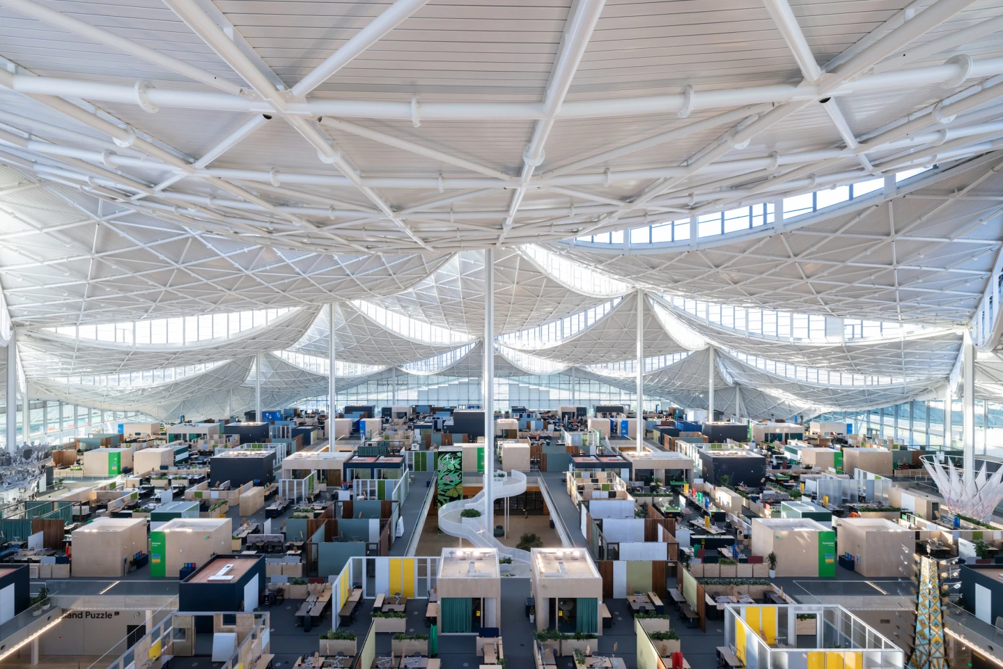 Google's Bay View campus has an open interior layout that's designed to be flexible and future-proof