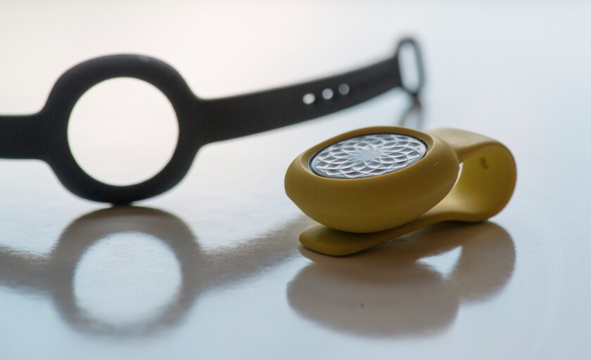 The Jawbone UP Move fitness tracker can be used in the clip holder or with the optional wrist strap