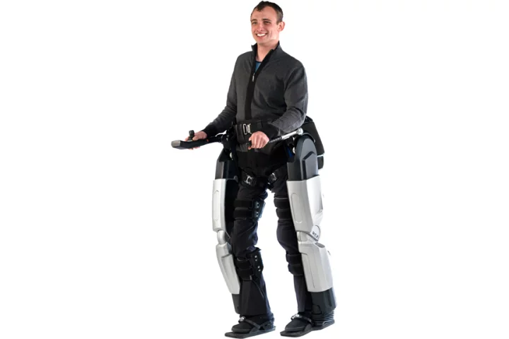 The no longer wheelchair-bound Hayden Allen puts REX through its paces