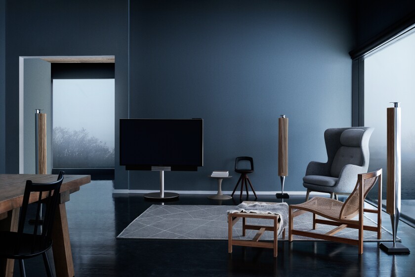 Rather than arranging a room around the TV, the Avant works with motorized stands for flexible positioning