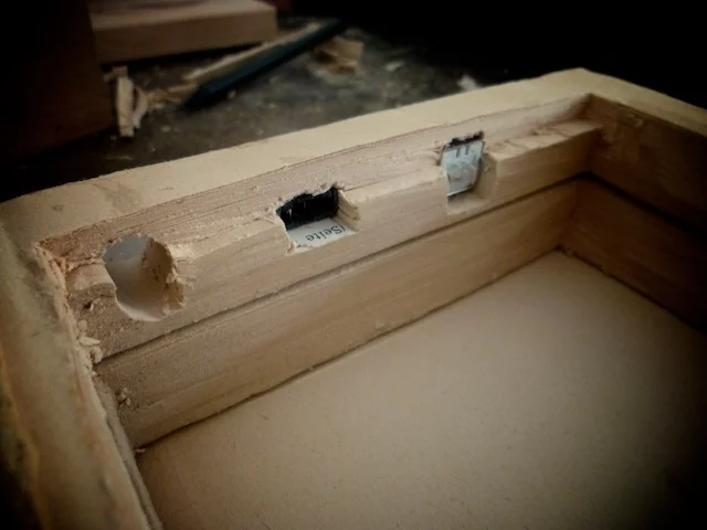 Holes for the Synth in a Book's ports (Photo: copyright Gwydion ap Dafydd)