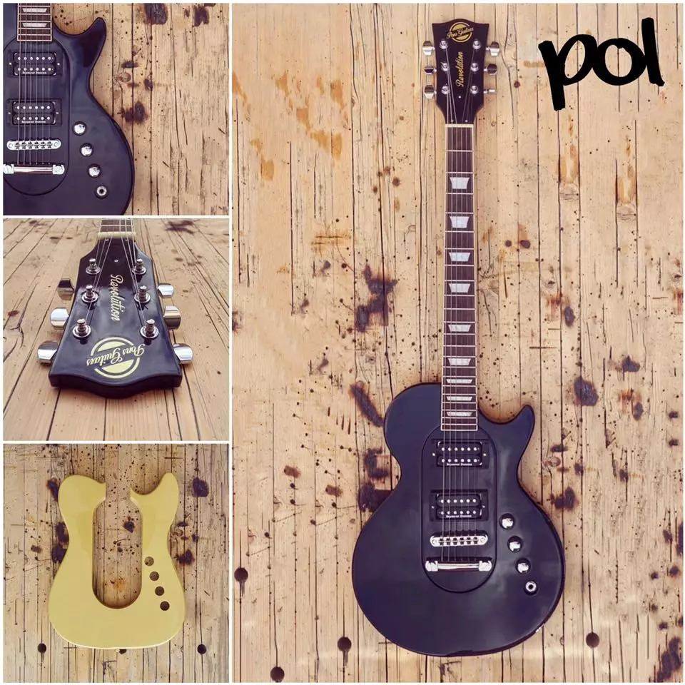 The Revolution's Pol core body module features two Pons humbucking pickups, a Tune-o-matic bridge and a maple neck with rosewood fingerboard