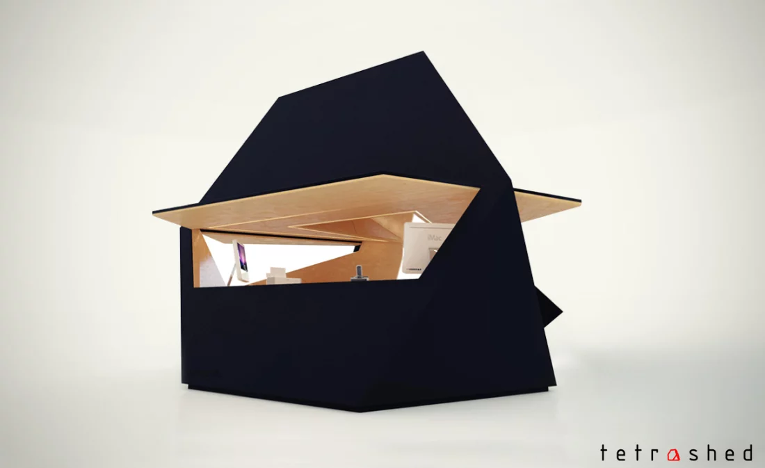 Rear view of a single open Tetra-Shed module (Photo: Tetra-Shed)