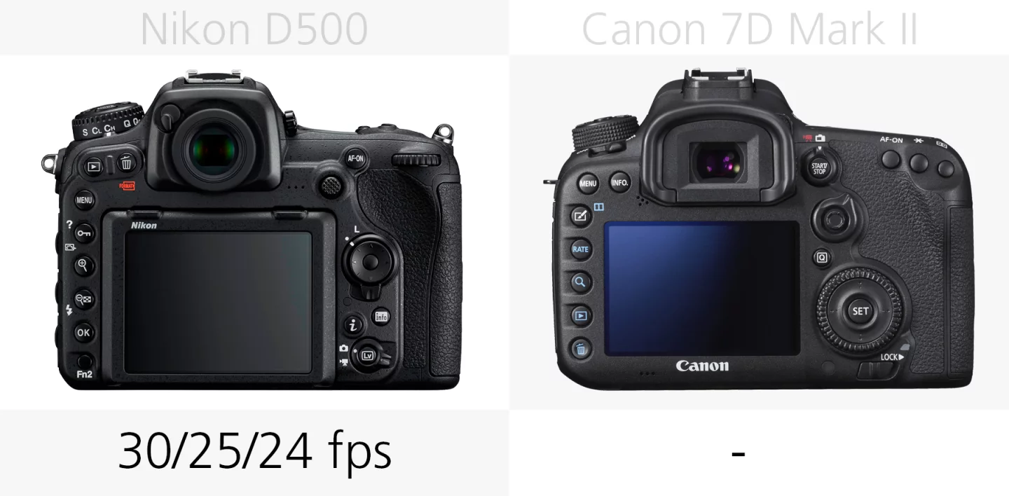 4K video recording comparison of the Nikon D500 and Canon 7D Mark II