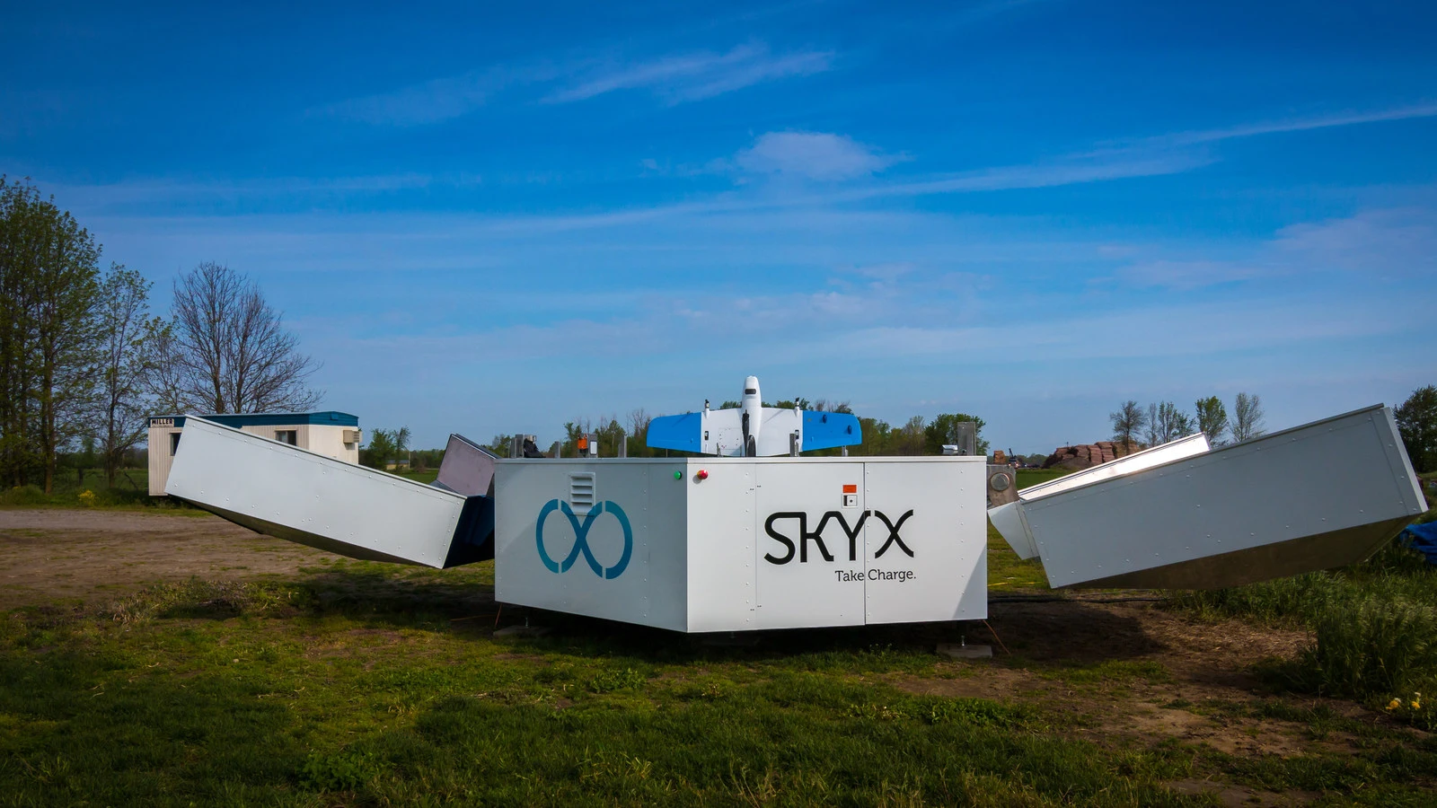 SkyX's xStation is a recharging platform for the long-range SkyOne UAV