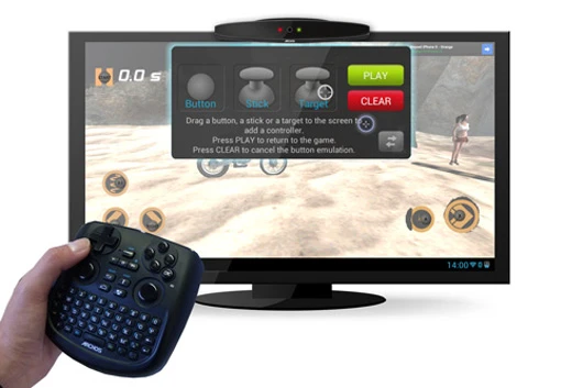Virtual controls can be mapped to the remote's physical buttons using the ARCHOS game mapping tool