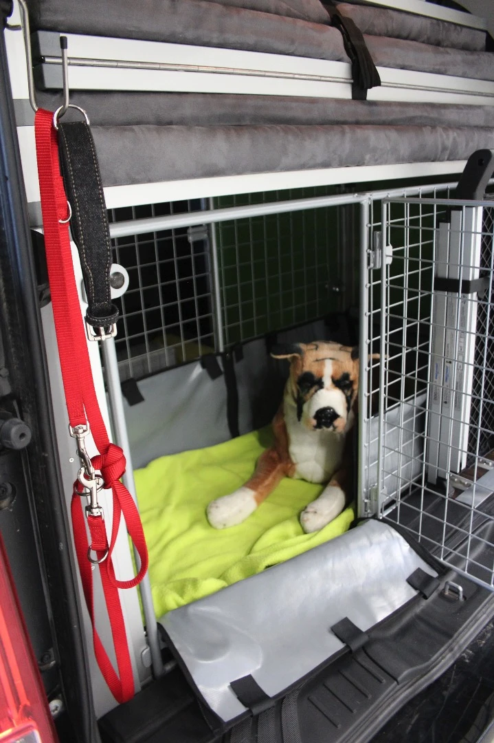 With the Dogscamper, the dog stays safe and comfortable in his or her own pen, no wandering, jumping and sliding around the cabin or getting stuck sleeping on your suitcases and sports gear