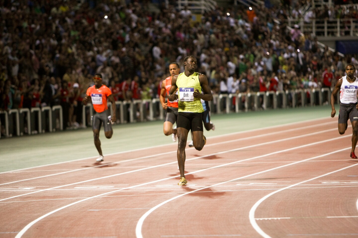 Usain Bolt leaves the field far behind as he sets the 100-meter world record for the third time (Photo: Shutterstock)