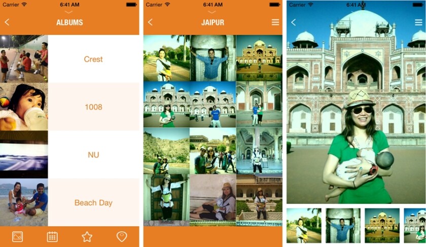 Different screens from the photos viewer in the EzeeCube mobile app