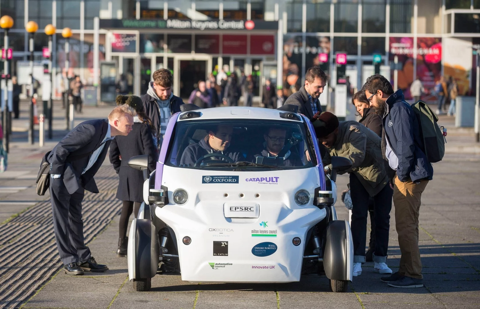 The LUTZ Pathfinder pods shuttled people around the Milton Keynes train station and the city's business district