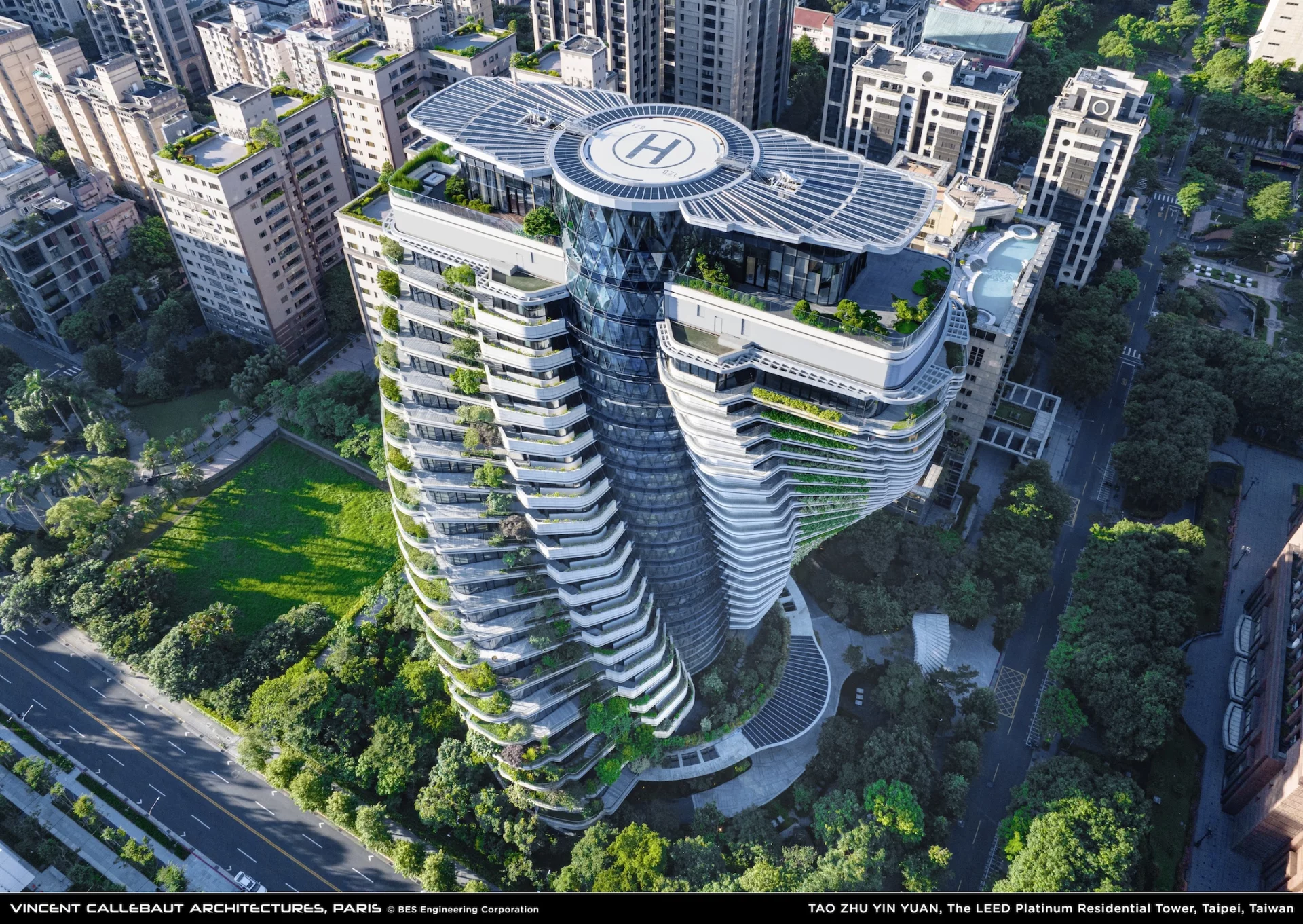 Extraordinary DNA-inspired twisting tower forms a lush vertical garden