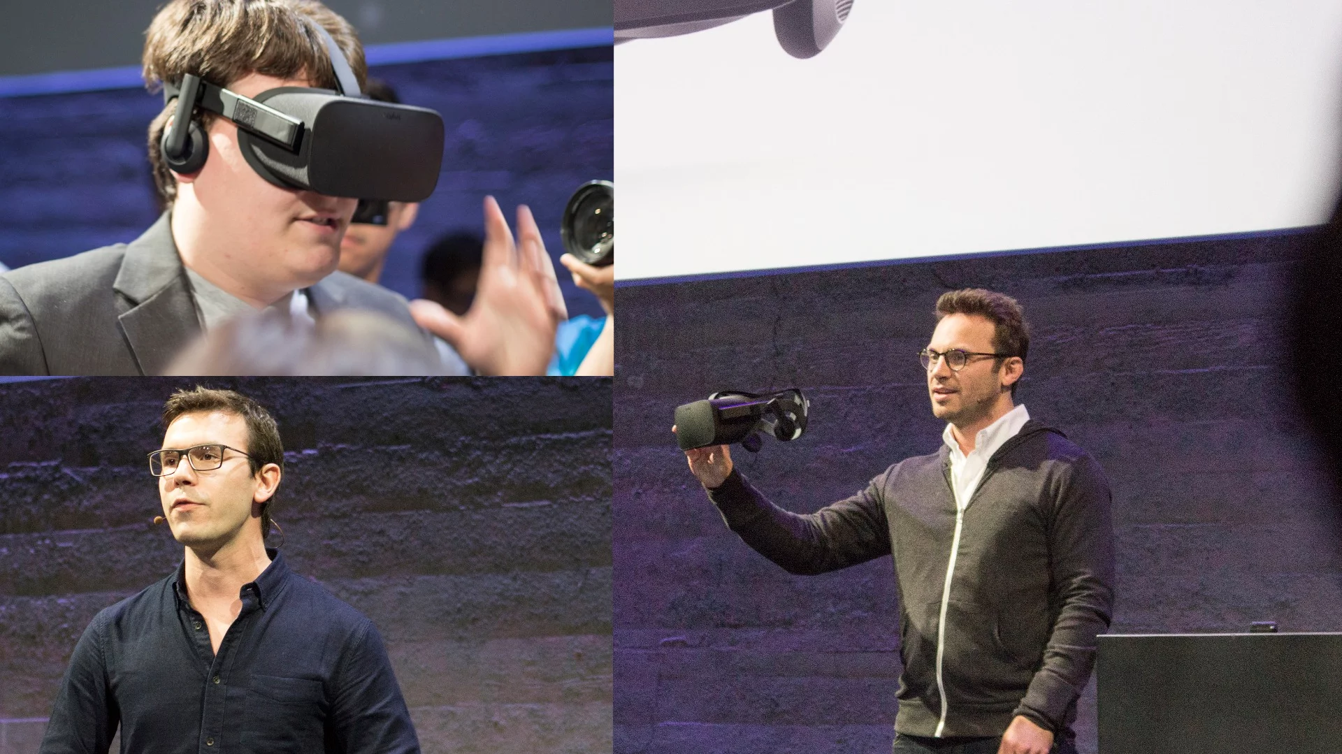 Clockwise, from top left: Founder Palmer Luckey, CEO Brendan Iribe, Product VP Nate Mitchell