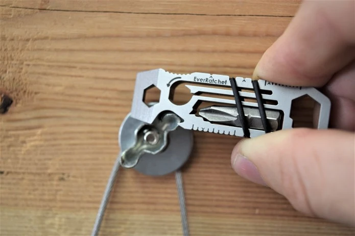 The EverRatchet multitool at work tightening a wing nut