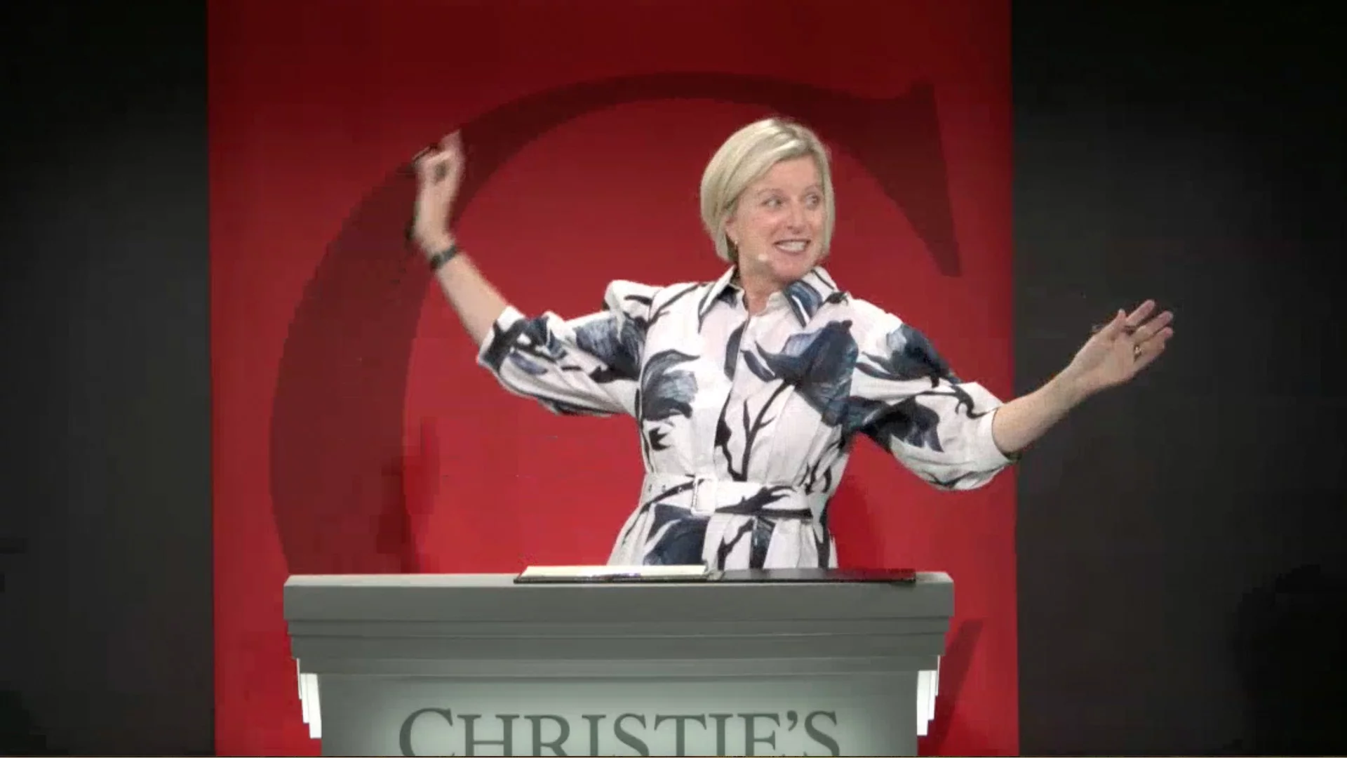 Christie's Deputy Chairman and prime-time auctioneer Tash Perrin officiating at the landmark event