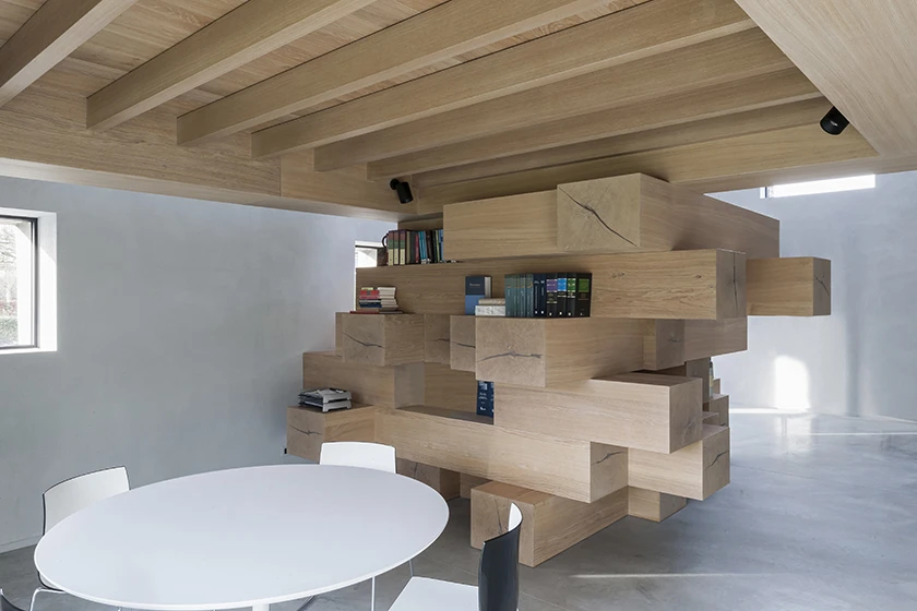 The meeting area below the mezzanine
