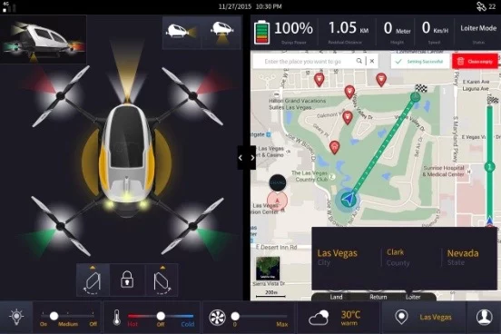 The Ehang 184 AAV's user interface