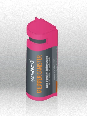 Color-coordinated refill pepper spray cartridges are also available