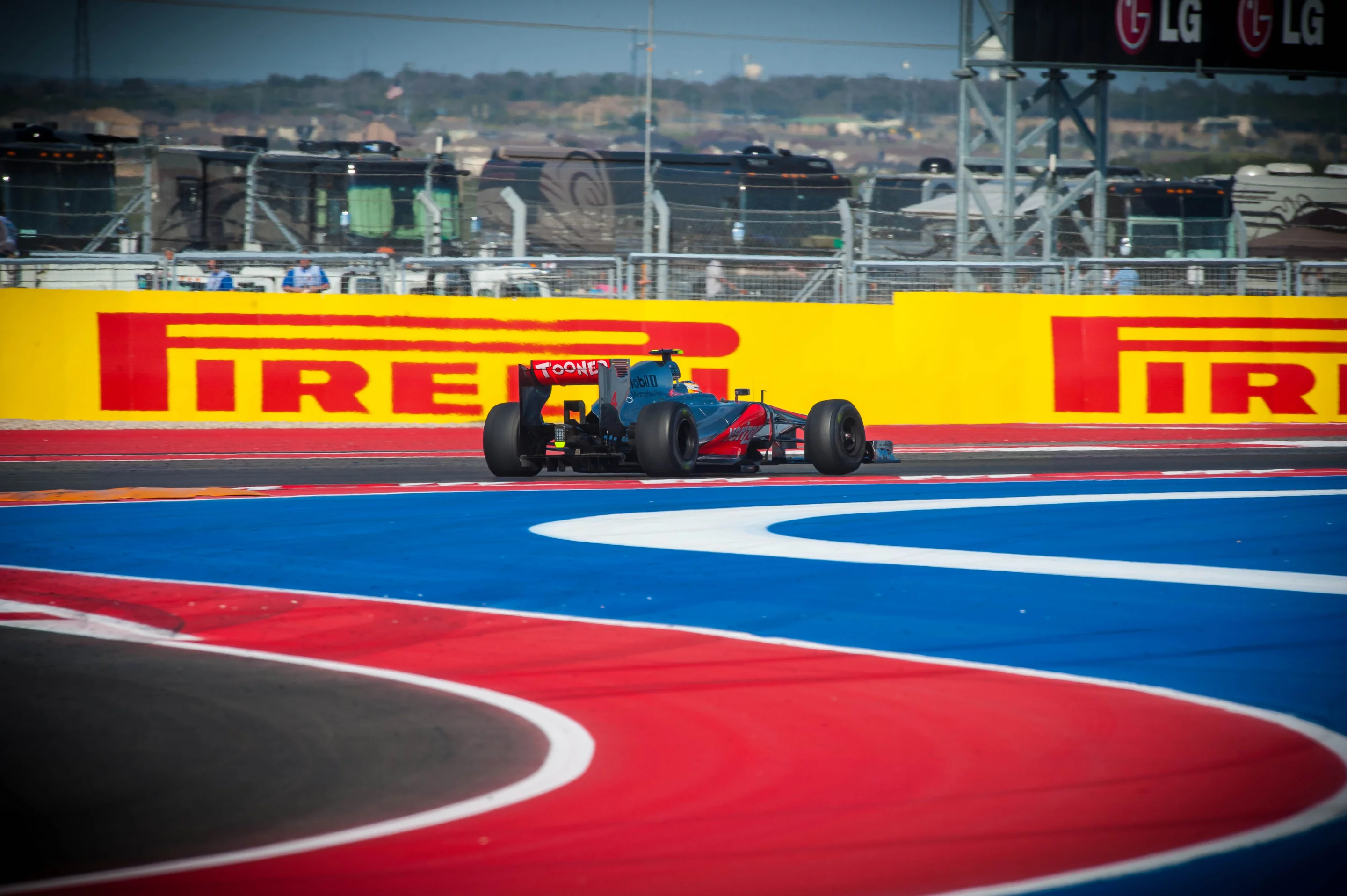 Formula 1 is a very colorful event. The painting of the curbs on the race course made for some good photography (Photo: Circuit of the Americas)